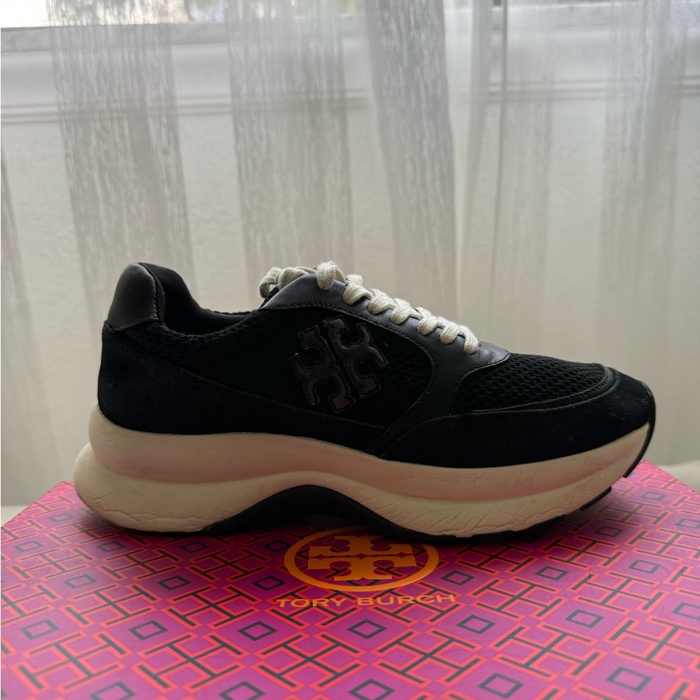 Tory Burch Black and Cream Platform Sneakers - Picture 7 of 12
